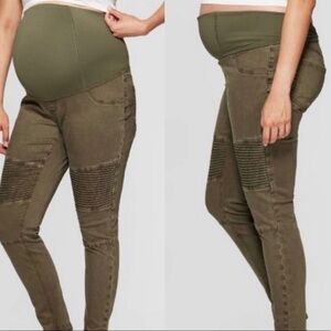 Ingrid & Isabel Maternity Moto Zip Jegging Green 8
